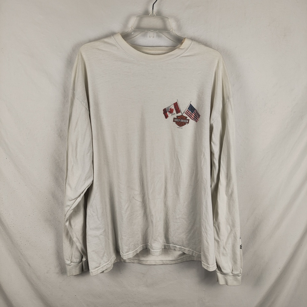 Harley-Davidson Shirt Mens Large White Long Sleeve Chilkoot Pass Skagway Alaska